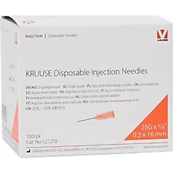 Kruuse Enjektör Iğnesi 0.5 x 16 Mm. Turuncu (25G x 5/8) 100 Adet