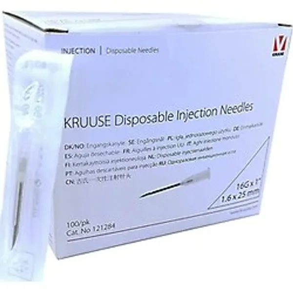 Kruuse Enjektör İğnesi (16G X 1) 1,6X25 Mm (100 Adet) Beyaz