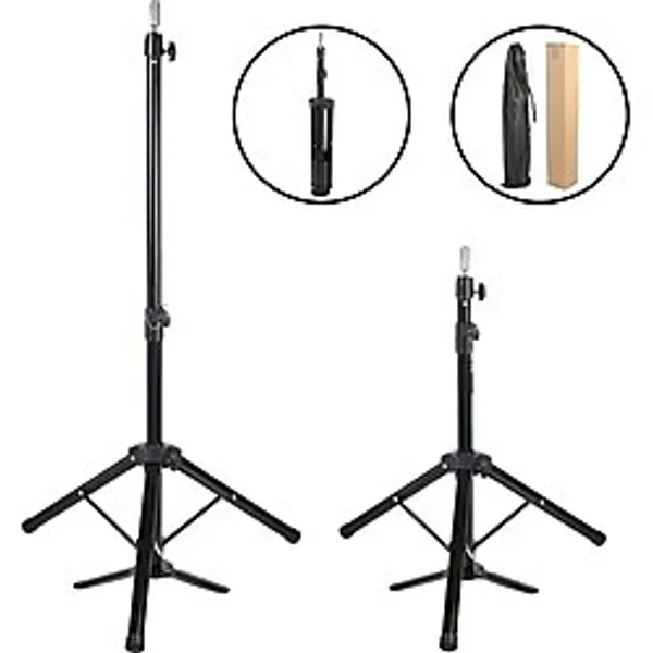 Kuaför Eğitim Mankeni İçin Ayaklı Metal Tripod - Siyah + Taşıma Çantası - Yok - Renkli