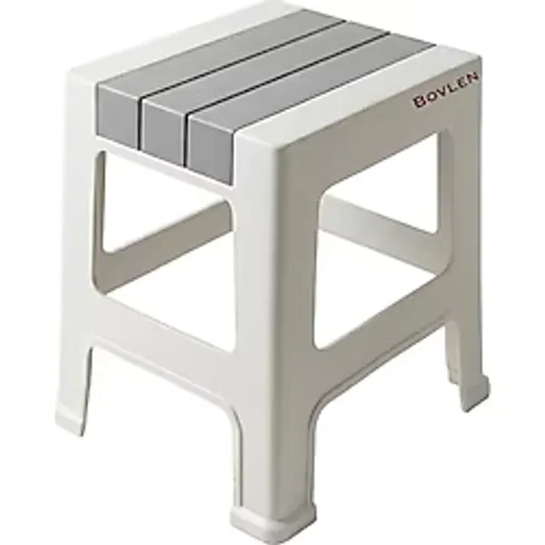 Küçük Boy Kaymaz Tabanlı Ev Ofis Taburesi - 120 Kg Taşıma Kapasiteli Kaymaz Banyo Taburesi - Çocuk Taburesi - 31x35x35 cm (Gri)