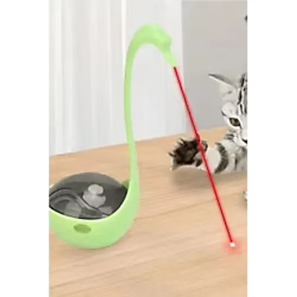 Kuğu Şeklinde Lazerli ve Mama Hazneli Hacıyatmaz Kedi Oyuncağı Yeşil