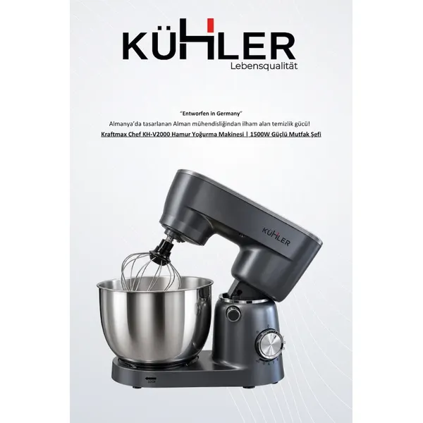 Kühler Kraftmax Chef KH-V2000 1500 W 5 lt Hamur Yoğurma Makinesi