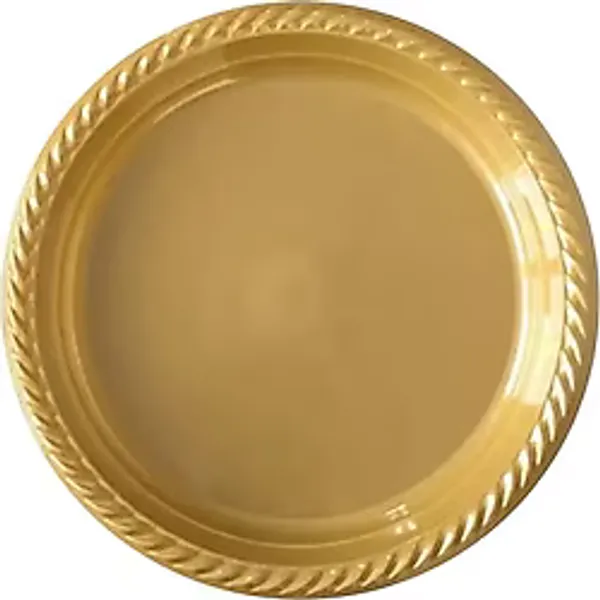 Kullan At Altın Renkli Parti Davet Plastik Tabak - 22 Cm. - 24 Adetlik Paket
