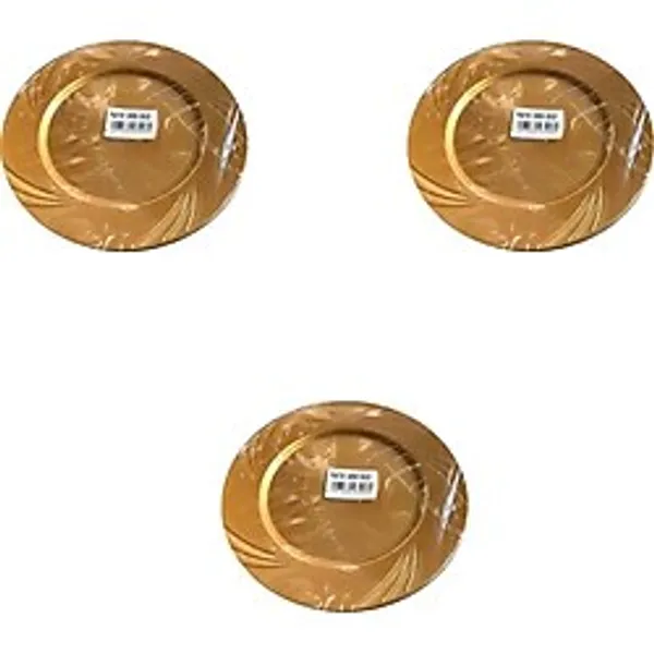 Kullan At Parti Davet Sunum Servis Plastik Sert Mika Tabak - 26 Cm. - Altın - 6 Adetlik 3 Paket