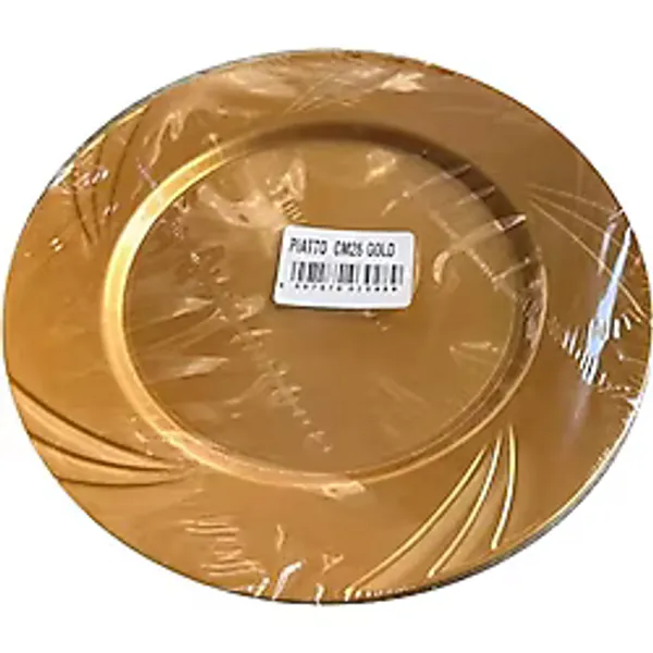 Kullan At Parti Davet Sunum Servis Plastik Sert Mika Tabak - 26 Cm. - Altın - 6 Adetlik Paket
