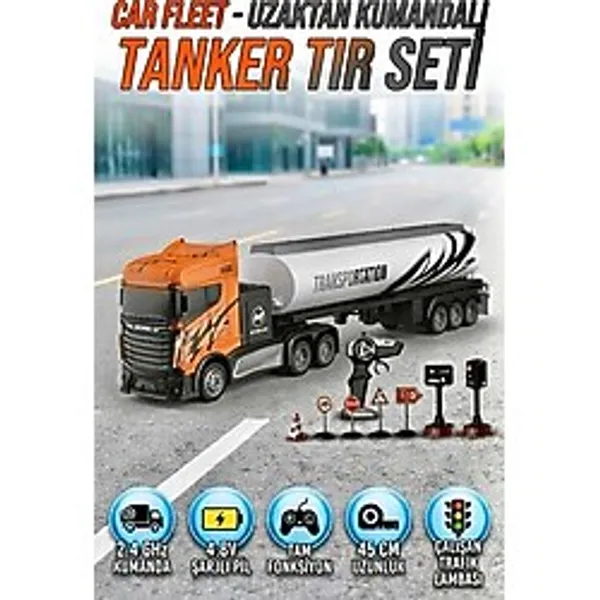 Kumandalı Şarjlı Sesli Işıklı 1:16 Trafik Setli Full Fonksyion Oyuncak İş Makinası Tanker
