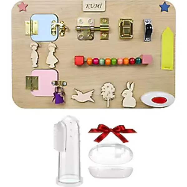 KUMİ Montessori Aktivite Tahtası Beyin Zeka Gelişimi Ince Motor Eğitici Oyuncak Diş Kaşıyıcı