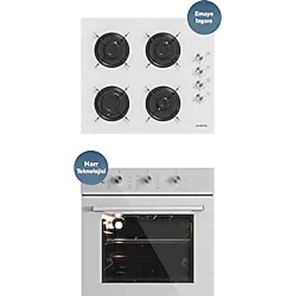 KUMTEL Beyaz 2 Li Set ( Ocak - Fırın )