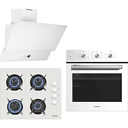 Kumtel Turbo Kristal Beyaz Cam Ankastre Set (DA6-830 Davlumbaz + Ko-40 Tahdf Ocak + B66-SF2 Fırın)