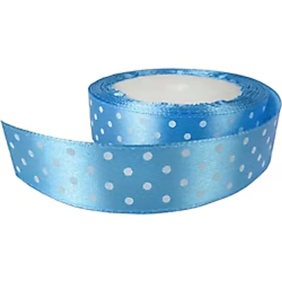 Kurdela Saten Puanlı Mavi 2 cm 10 Metre