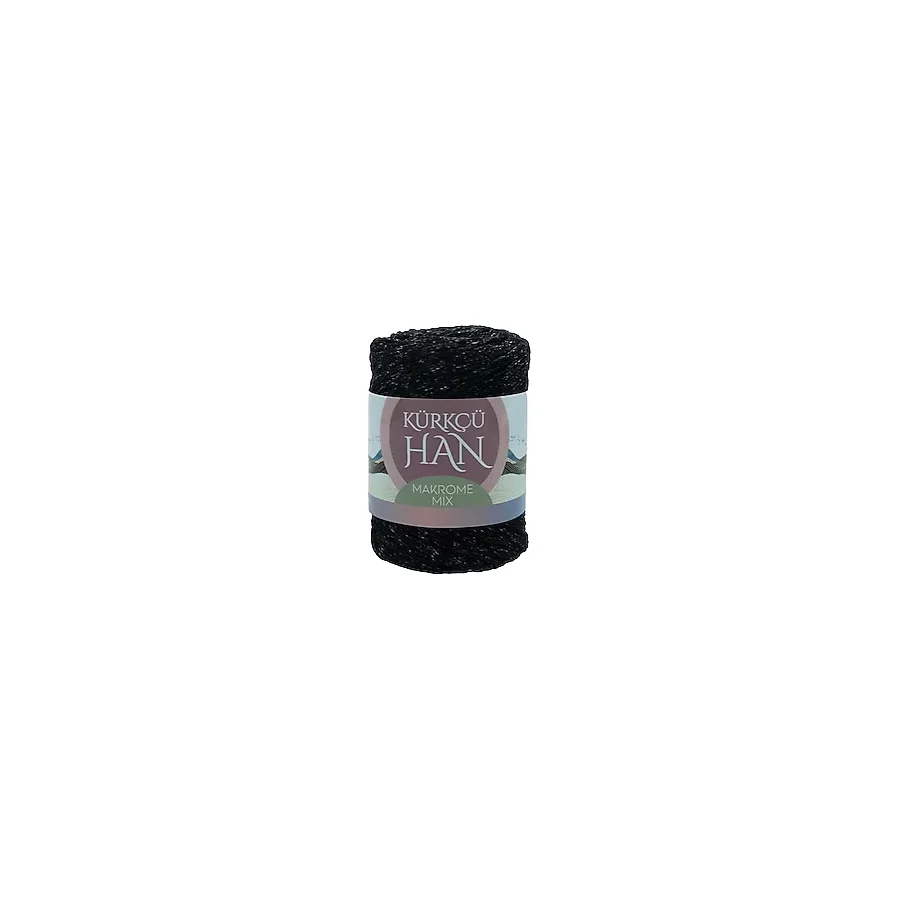 Kürkçü Han Makrome Mix 200gr 120m El Örgü İpi (Siyah-Antarsit)