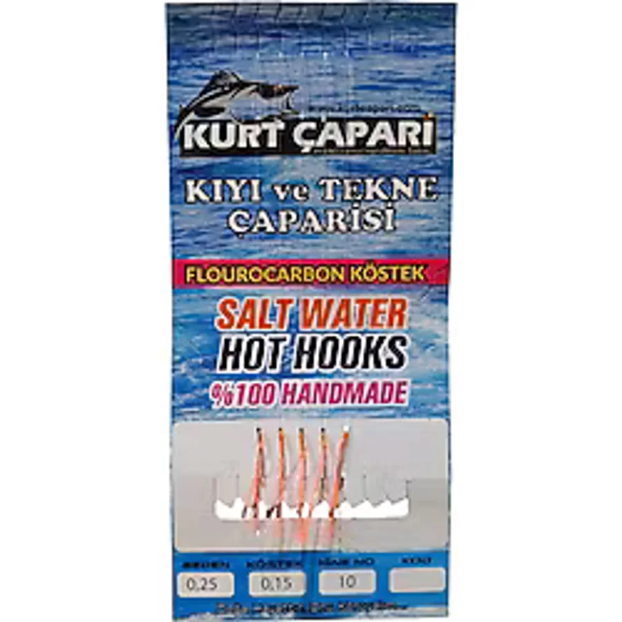 Kurt Çapari 10 Numara 5 İğneli Uv Turuncu Simli 0.25 Beden 0.15 Kısa Köstek