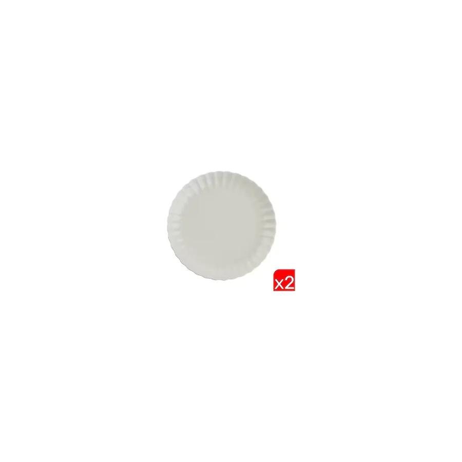 Kütahya Porselen Bone Luz Krem Servis Tabağı 27CM 2 Li - 27 cm