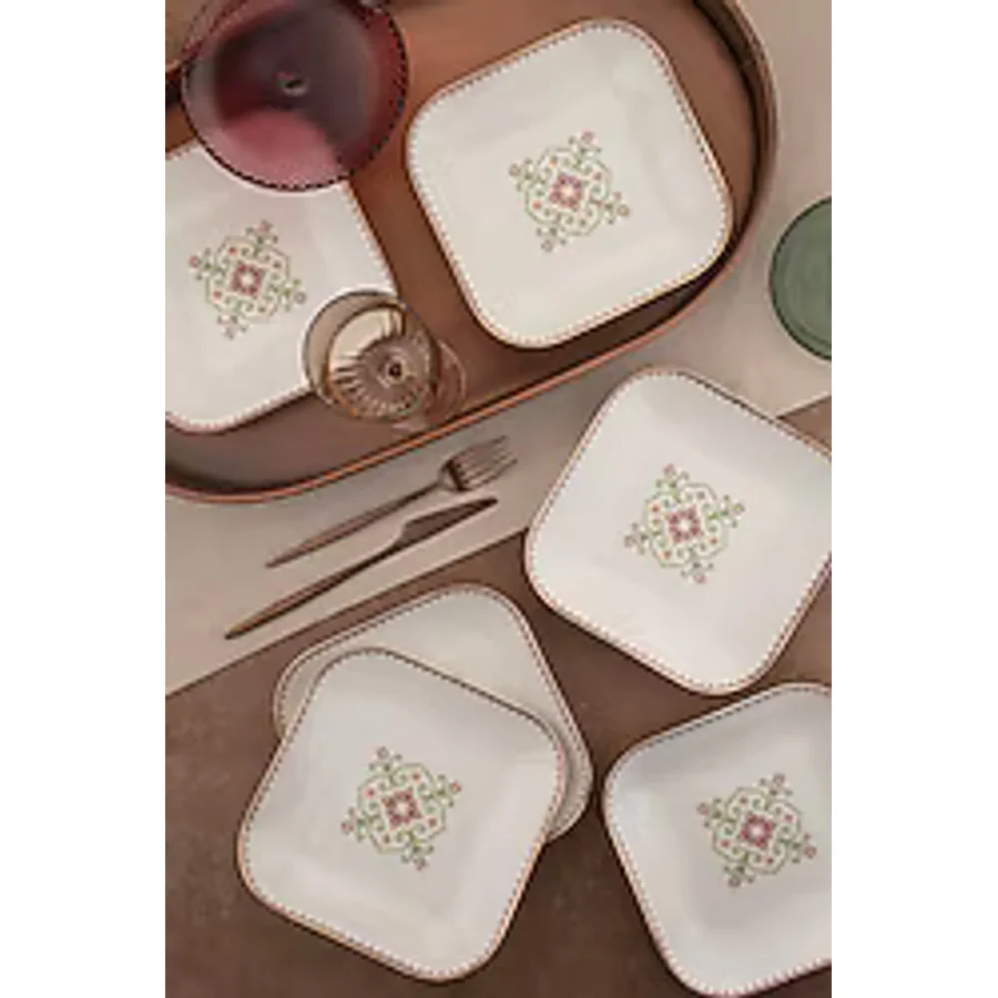 Kütahya Porselen Bone Minas Goblen 20 cm 6'lı Yemek Tabağı