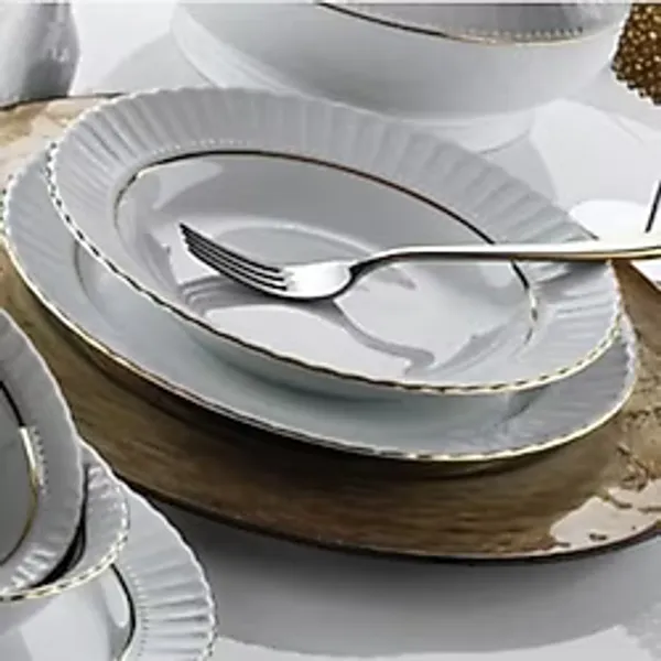 Kütahya Porselen Mat Yaldızlı Yemek Tabağı 19Cm 6 Adet