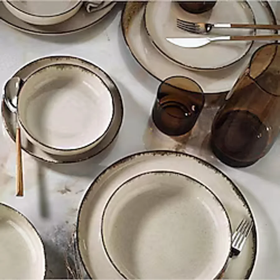 Kütahya Porselen Pearl Moderna Tarçın 24 Parça 6 Kişilik Yemek Takımı