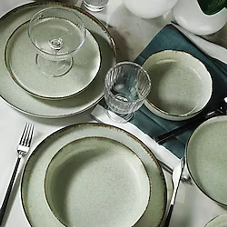 Kütahya Porselen Pearl Moderna Yeşil 24 Parça 6 Kişilik Yemek Takımı