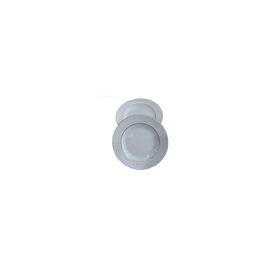 Kütahya Porselen Sedef Yaldızlı Yemek Tabağı 21 cm 6'lı Çukur Tabak Yuvarlak Desenli