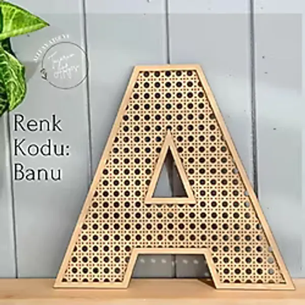 Kutaydan Isme Özel Hazeran Harf Ahşap Rattan Kapı Bebek Ve Çocuk Odası Kapı Duvar Süsü Dekorasyon