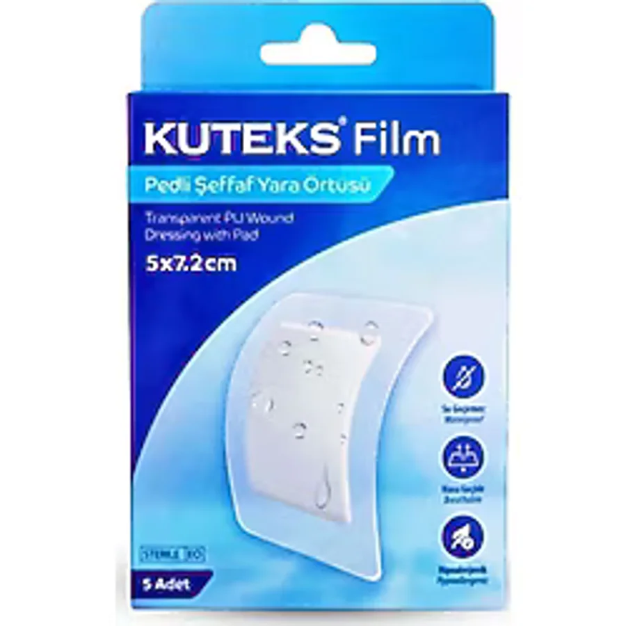 Kuteks Film Pedli Şeffaf Yara Örtüsü 5X7,2 Cm 5Li Kutu