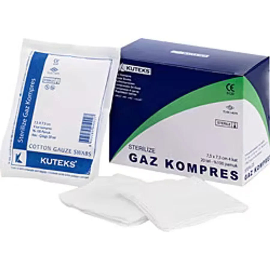 Kuteks Steril Gaz Kompres 4 Kat 7,5cm x 7,5cm 100'lü