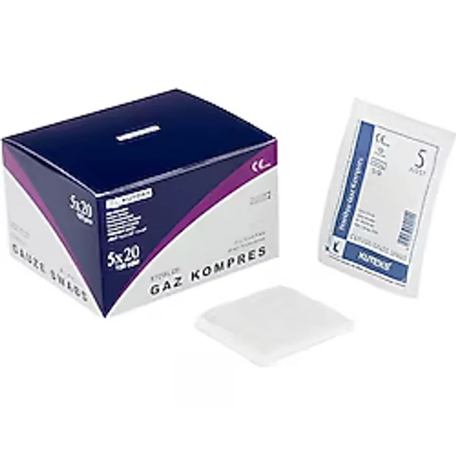 Kuteks Steril Gaz Kompres 7,5cm X 7,5cm 4 Kat 5x20 Adet 100lü