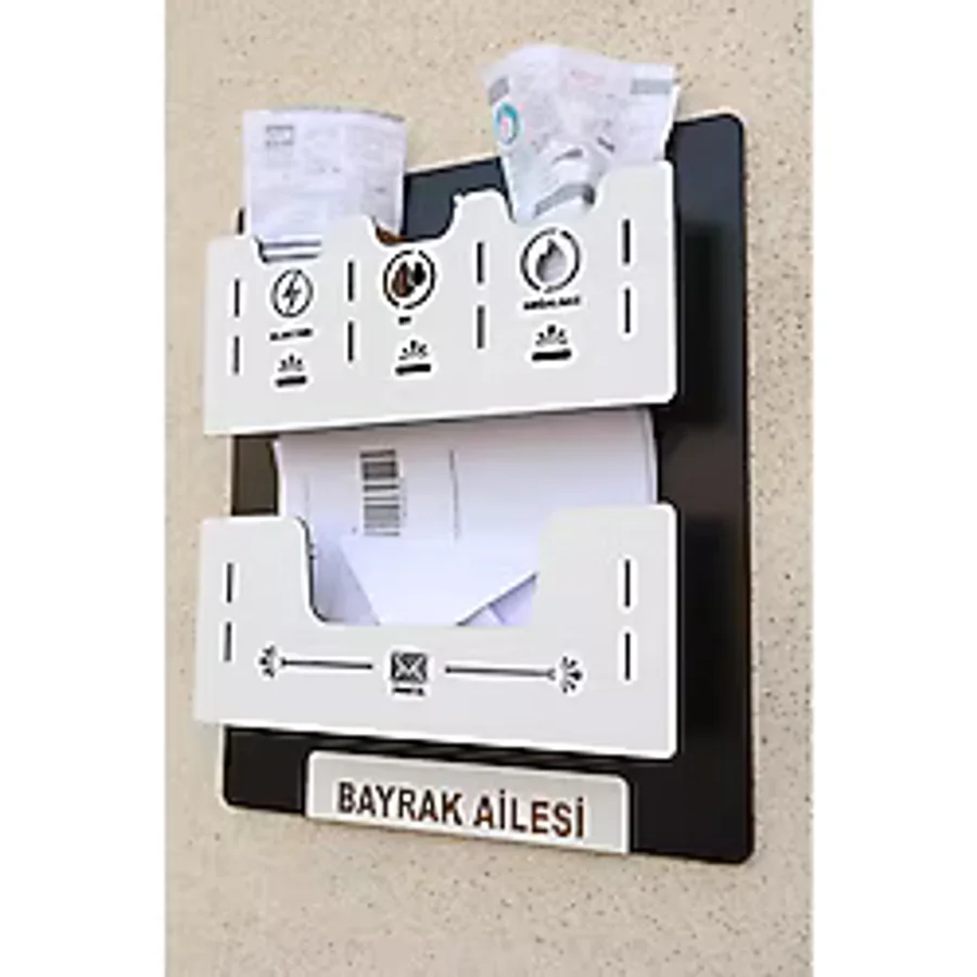 kutuTR Apartman Ortak Fatura Posta Kutusu Ahşap - Siyah Beyaz, 8692016072564