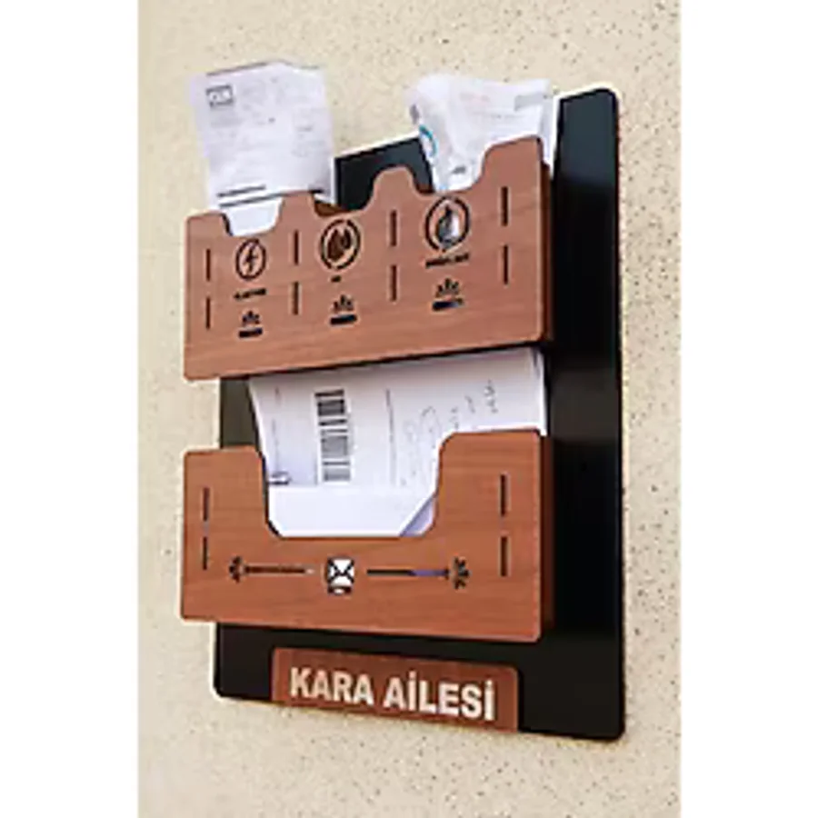 kutuTR Apartman Ortak Fatura Posta Kutusu Ahşap - Siyah Ceviz, 8692016042246