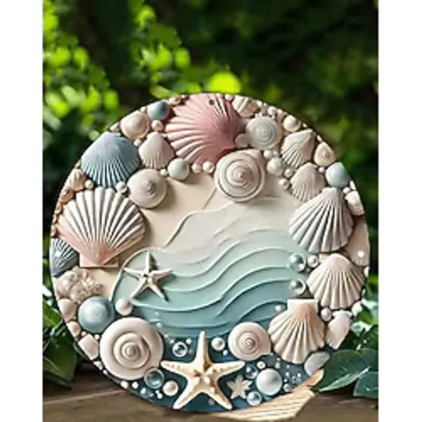 Kututr Deniz Yıldızı Tasarımlı Uv Baskı 3D Görünümlü Mdf Duvar Süsü - 33X33 Cm 20X20 Dt236,Ahşap Dt236 20 X