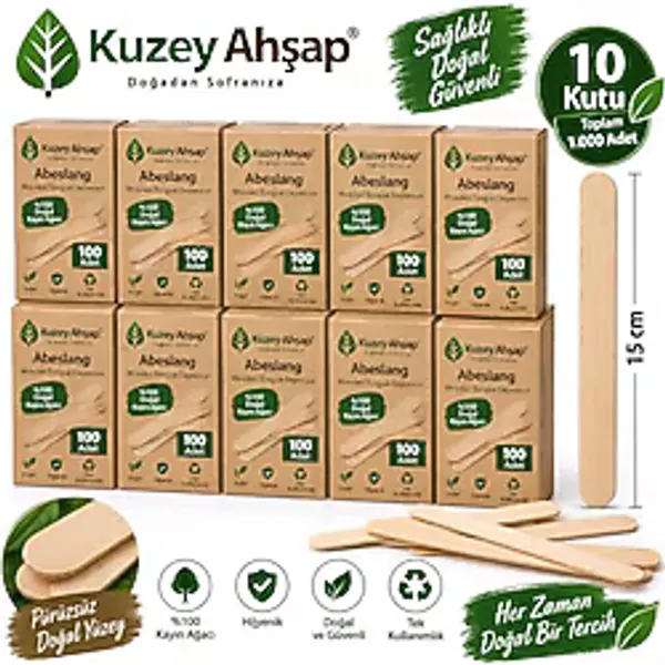 Kuzey ahşap abeslang dil çubuğu ağda spatula dondurma çubuğu 10x 100. 1000 adet