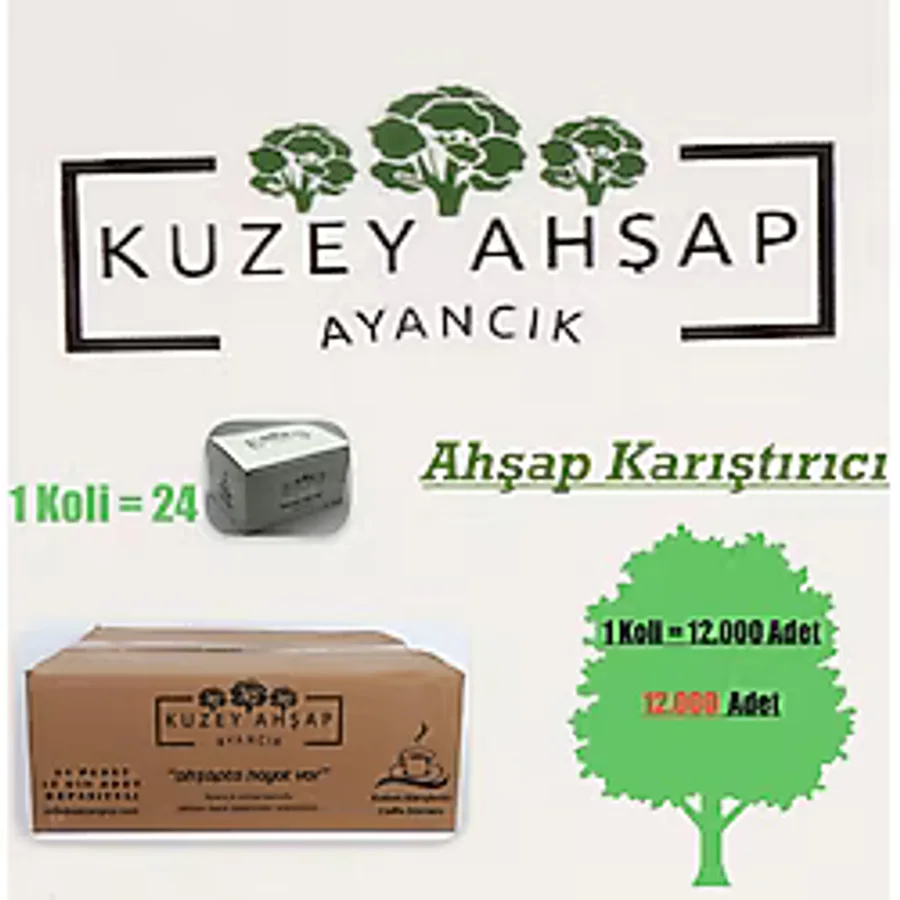 Kuzey Ahşap Ahşap Çay Kahve Karıştırıcı 24 x 500 Adet
