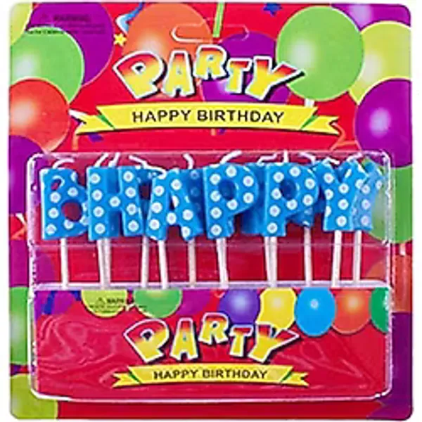 Kuzey Mavi Yazılı Happy Bırthday Doğum Günü Mumu Mavi Happy Bırthday Pasta Mumu Happy Bırthday Blue Candle