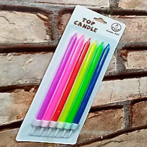 Kuzey Multi Colors Bırthday Candle Vıp Uzun Renkli Neon Pasta Mumu 6 Adet Neon Renkli Doğum Günü Mumu