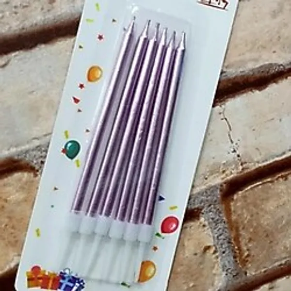 Kuzey Vıp Kalite Parlak Metalik Pembe Pasta Mumu 6 Adet Pembe Doğum Günü Mumu Decor Pink Bırthday Candle