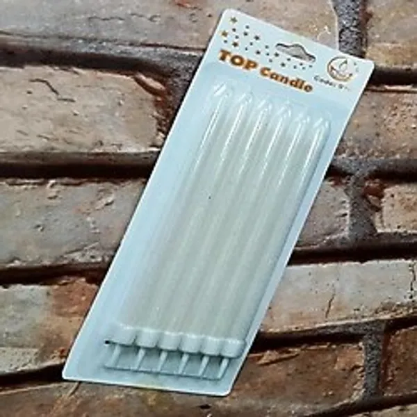 Kuzey White Bırthday Candle Vıp Uzun Parlak Metalik Simli Beyaz Pasta Mumu 6 Adet Beyaz Doğum Günü Mumu