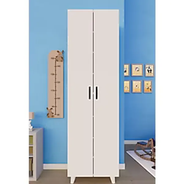 KZY 8 Raflı 2 Kapaklı 16R Çocuk Elbise Dolabı Banyo Dolabı Çok Amaçlı Dolap Beyaz