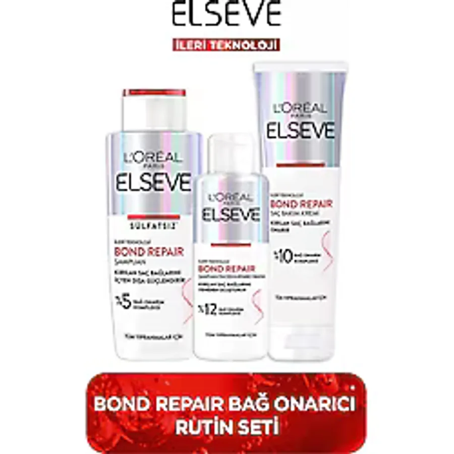 L'oreal Paris Elseve Bond Repair Şampuan + Şampuan Öncesi Kurtarıcı Bakım + Saç Bakım Kremi Seti