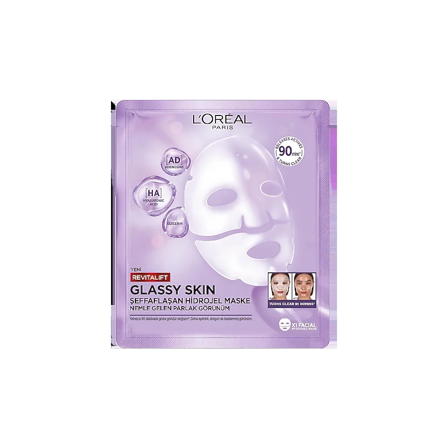 L 'Oreal Paris Revitalift Glassy Skin Cam Cilt Görünümü Etkili Şeffaflaşan Işıltı & Nem Veren Hidrojel Yüz Maskesi