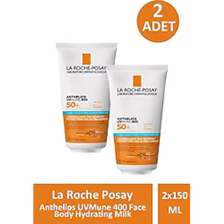 La Roche-Posay Anthelios Uvmune 400 Nemlendirici Yüz ve Vücut 150 ml 2 Adet 50 Faktör Güneş Sütü