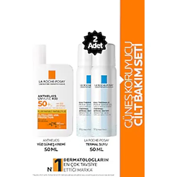 La Roche Posay Güneş Koruyucu Cilt Bakım Seti: Anthelios Uvmune Yüz Güneş Kremi 50ML&Termal Su 50MLX2