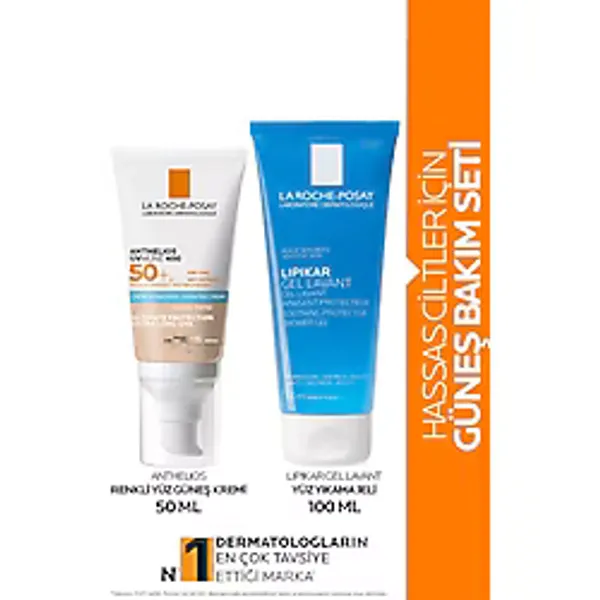 La Roche Posay Hassas Ciltler İçin Güneş Bakım Seti: Anthelios Renkli Yüz Güneş Kremi&Lipikar Yüz Temizleme Jeli