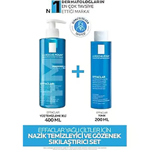 La Roche Posay Yağlı Ciltler İçin Cilt Bakım Seti : Effaclar Yüz Temizleme Jeli 400Ml & Sıklaştırıcı Tonik 200Ml