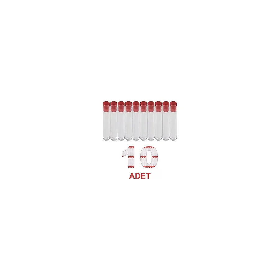 Labolist 12x75 Mm Deney Tüpü Dibi Yuvarlak Kapaklı (10 Adet)