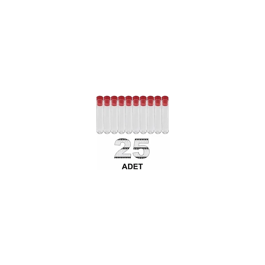 Labolist 12X75 mm Deney Tüpü Dibi Yuvarlak Kapaklı (25 Adet)