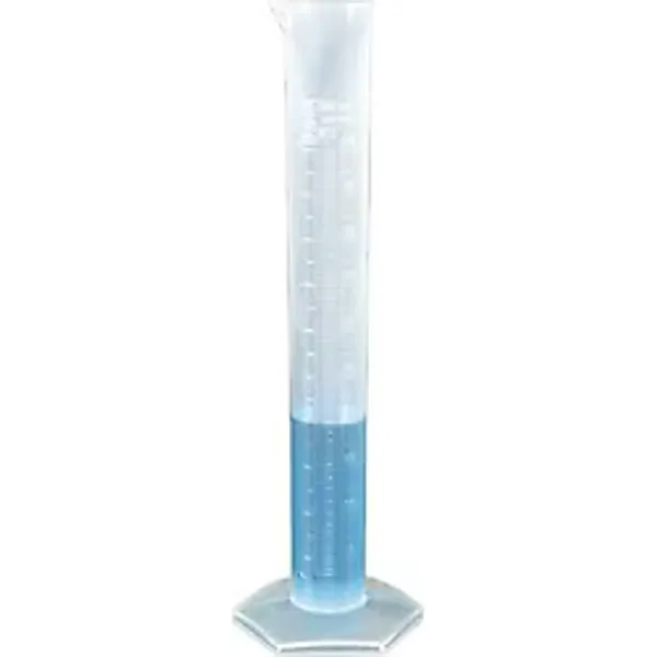 Laboratuvar Mezür Silindir, Plastik, Şeffaf, Kabartma Skalali, 250ML, Altıgen Taban, Dereceli Ölçüm Kabı