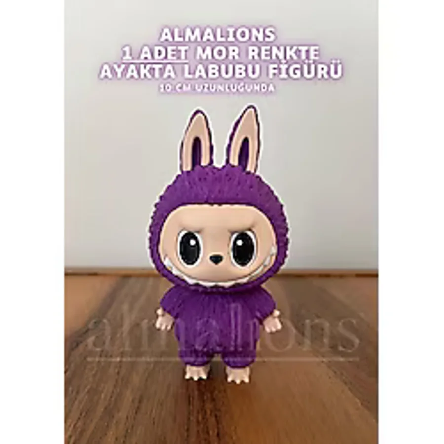 Labubu Figür Ayakta - 10 cm - Plastik Figür - 1 Adet -Pla - Mor