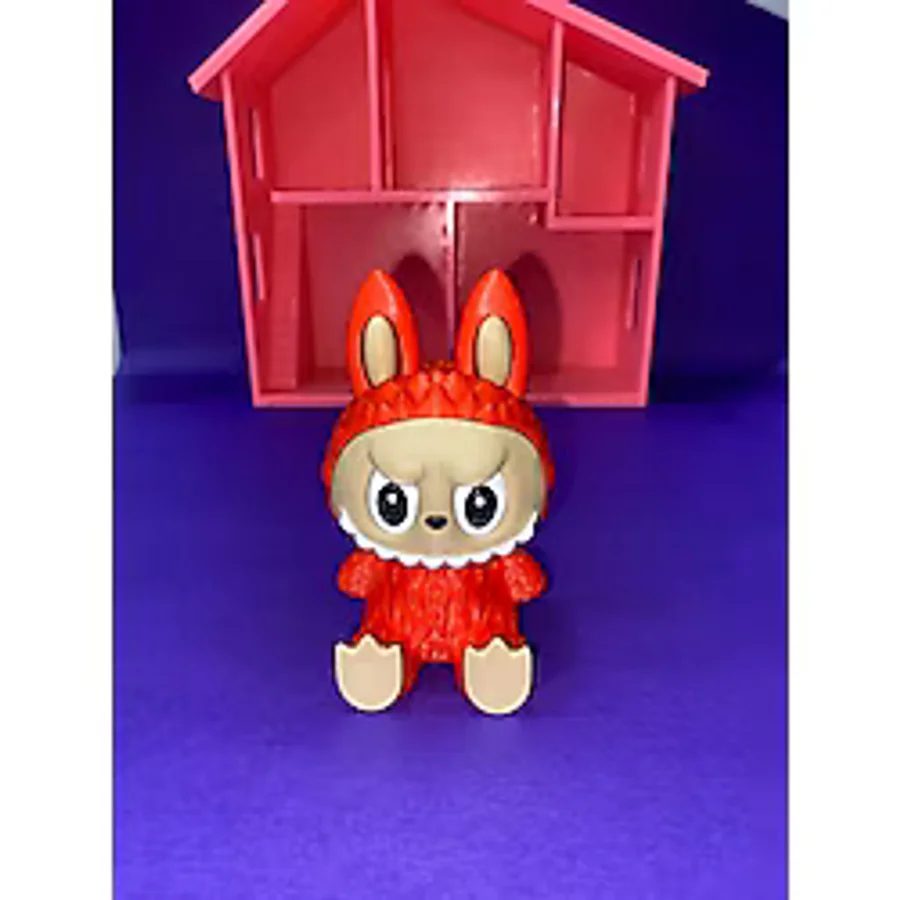 Labubu Oyuncak Figür - 10CM Kırmızı - Mavi