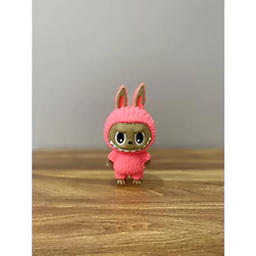 Labubu Oyuncak Figür - 12 cm Pembe - Sarı