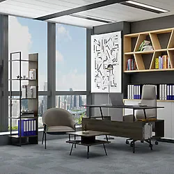 lagomood İrony Poly Ofis Takımı Antrasit Ceviz