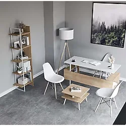 lagomood İrony Poly Ofis Takımı Beyaz Meşe